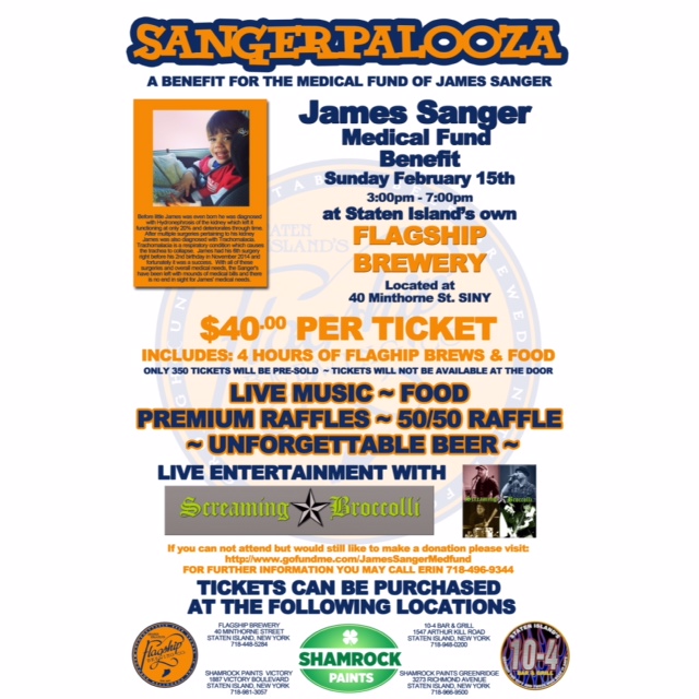 Sangerpalooza Aims To Raise Funds For 2 Year Old at Flagship Brewery Sunday
