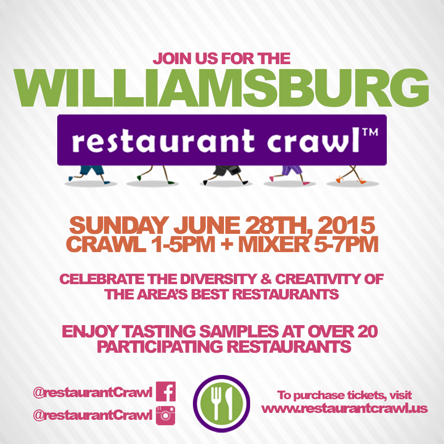 Williamsburg Restaurant Crawl, This Sunday