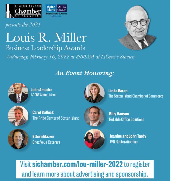 The 2022 Louis R. Miller Leadership Awards to celebrate Staten Island’s business and community leaders.